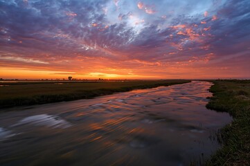 Sunset Drama Over the Wetlands