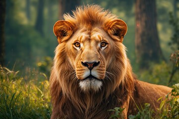 Obraz premium Detailed close-up of a lion from Asia
