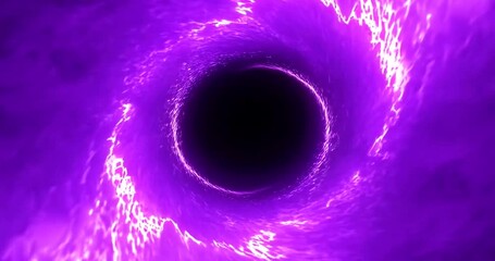 Abstract purple vortex with glowing particles and swirling energy, representing a cosmic phenomenon or a portal to another dimension, with a dark center 4k video - Powered by Adobe