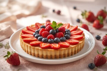 Variety of fresh fruit tarts displayed on a dish