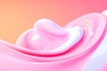 A dynamic abstract image of pink and white fluid waves