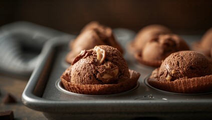 Fototapeta premium DIY chocolate and peanut butter ice cream cup tutorial