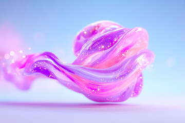 An elegant abstract image of a purple sphere of light with beautiful glowing particles and a clean translucent mesh