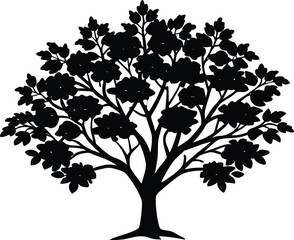 Fototapeta premium Hawthorn Bush Silhouette | Hawthorn Plant Vector Illustration