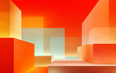 Abstract Geometric Shapes in Vibrant Orange Tones