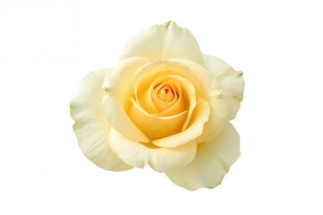 Bright yellow rose on a plain white backdrop