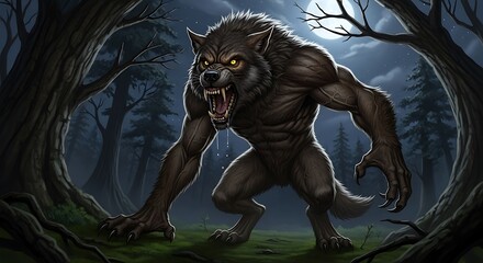 Ferocious Werewolf in Forest.