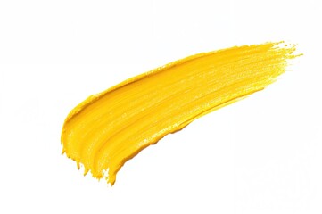 Yellow paintbrush stroke on a white background