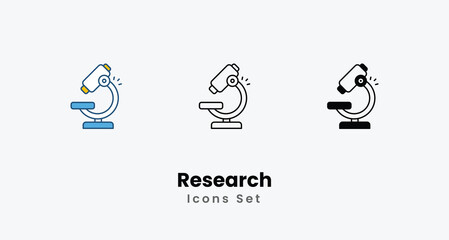Research Icons thin line and glyph vector icon stock illustration