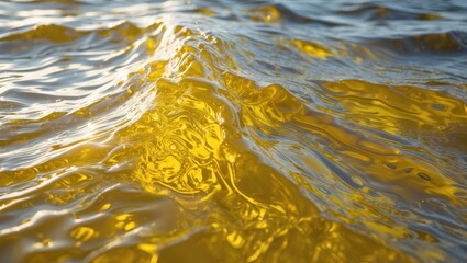Surface of water with a yellow hue