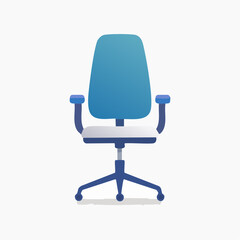 Fototapeta premium Illustration of a stylish, modern blue office chair against a clean, white backdrop