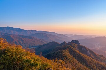 Autumn Foliage at the Mountain Peak in the Scenic Region