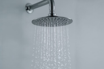 Bathroom shower releasing water flow