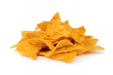Naklejka premium Assorted nacho chips displayed on a plain white backdrop