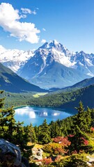 Mountainous alpine lake vista