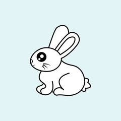 Fototapeta premium Rabbit vector illustration template for Coloring book. Drawing lesson for children 