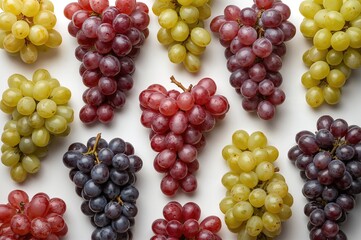 Assortment of mature grapes displayed on a white surface