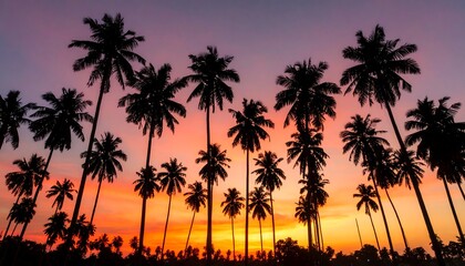 Silhouette palm trees at sunset