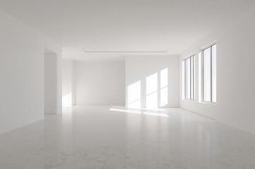 Fototapeta premium Inside a vacant home featuring white-painted walls