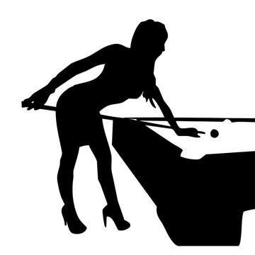 Mujer jugando al billar