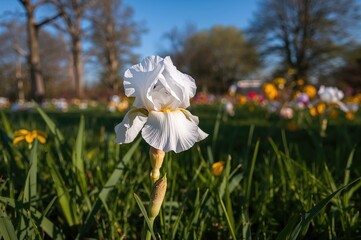 White Iris Blossom Against a Soft Background, Summertime Flora and Nature Scene