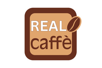 Real Caffè logo for  coffee shop,  logo for bar, logo design for café, cafe Stamp, stamp logo for coffee bar. Logo Real Caffè 