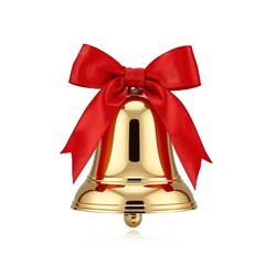 Stunning golden Christmas bell with bright red bow for holiday cheer and festive advertising campaigns