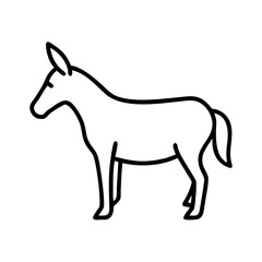Outline drawing of a donkey illustration, farm animal clipart, equine art, mule silhouette vector image