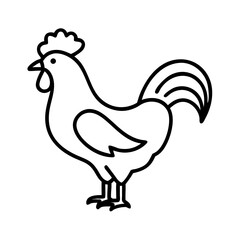 Isolated outline drawing of a rooster vector illustration farm animal poultry cock doodle clipart 90
