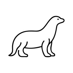 Sea lion outline drawing vector illustration, marine mammal line art, aquatic animal simple icon design