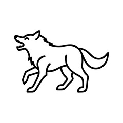 Wolf howling outline vector illustration, wild animal drawing, canine silhouette, simple line art