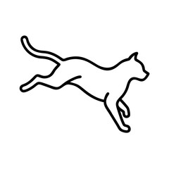 Black line art of a leaping cat drawing for your design needs cat outline vector image pet