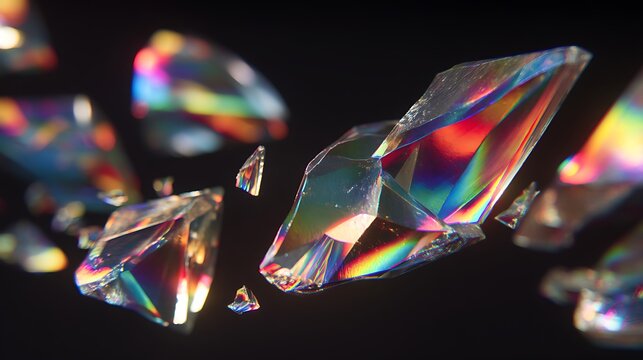 Iridescent crystal shards abstract background wallpaper refraction prism effect - Powered by Adobe