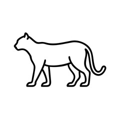 Fototapeta premium Outline drawing of a cougar vector illustration for wildlife animal silhouette design and art projects