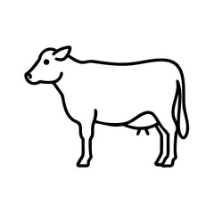 Fototapeta premium Isolated black and white line art drawing of a dairy cow farm animal livestock illustration