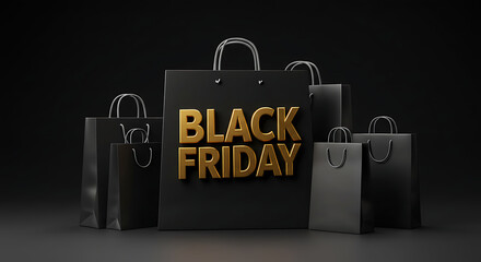 A stylish black shopping bag with the inscription Black Friday announces the start of a shopping event, offering a promise of exclusive discounts and deals.