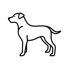 Dog outline vector illustration simple line art drawing of a canine pet animal icon silhouette design