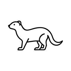 Ferret line art vector illustration, weasel outline drawing, ermine clip art, mammal icon design element