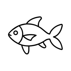 Outline drawing of a fish aquatic animal sea life ocean creature vector illustration simple design