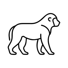 Illustration of a baboon vector outline drawing of african animal primate mammal monkey wildlife zoo nature