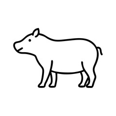 Isolated line art drawing of a capybara rodent south american mammal pet animal outline vector image