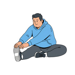 Vector Illustration of Man Stretching in Sportswear Before Exercise
