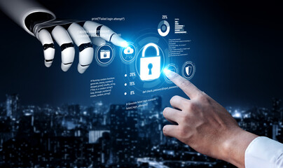 AI artificial intelligence strengthens cybersecurity with intelligent threat detection, virtual...