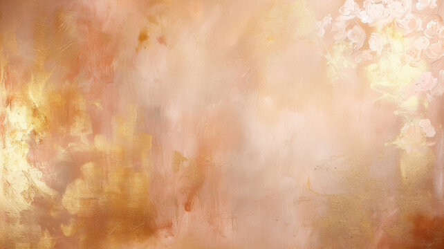 Rose gold background with texture. Oil painted light studio backdrop.