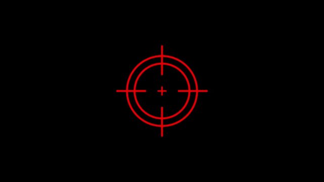 Technology radar display with target in sight in center. Focus and Concentration to Shot the Target for Online Games. Gun target set icon, 4K VIDEO