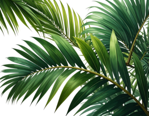 Tropical palm leaves, PNG, cut-out style