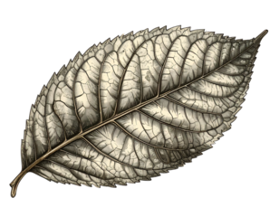 Vintage botanical leaf sketch, PNG, alpha background  