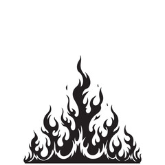 Stylized Black Flames Silhouette on a White Background