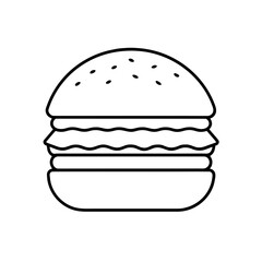 Outline drawing of a burger on transparent background