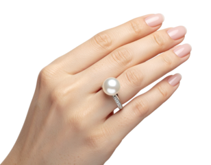 Woman’s Hand with Pearl Ring PNG